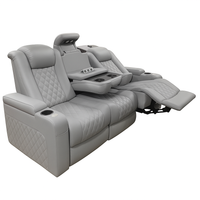 Home Theater Seating Designed for Cinema Luxury, Premium Leather, Motorized Recliners, Storage Console