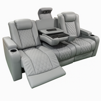 Home Theater Seating Designed for Cinema Luxury, Premium Leather, Motorized Recliners, Storage Console